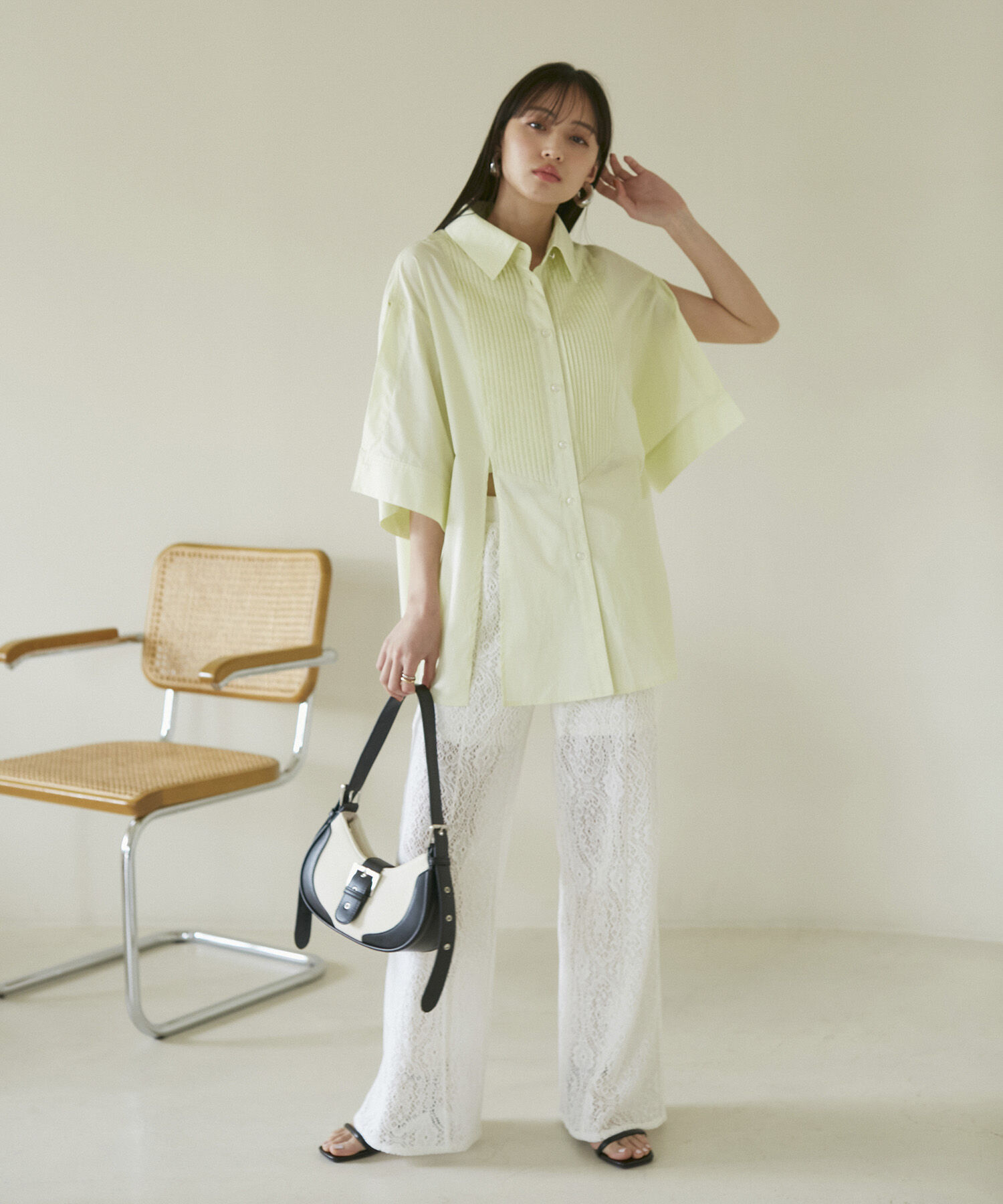 VIS「【洗える】オーバーサイズピンタックシャツ」|シャツ・ブラウス|