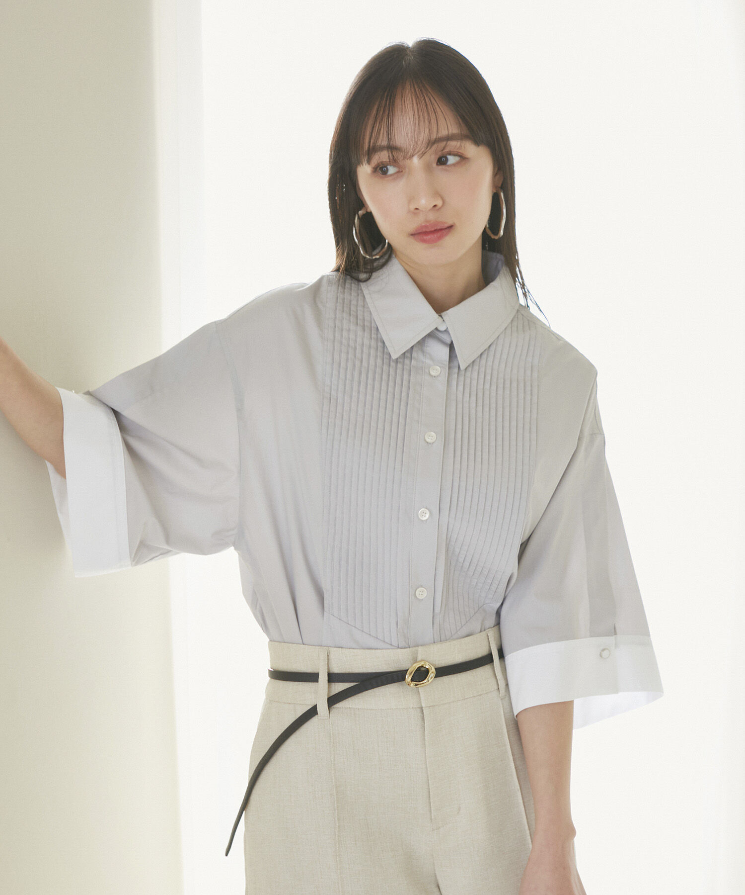 VIS「【洗える】オーバーサイズピンタックシャツ」|シャツ・ブラウス|