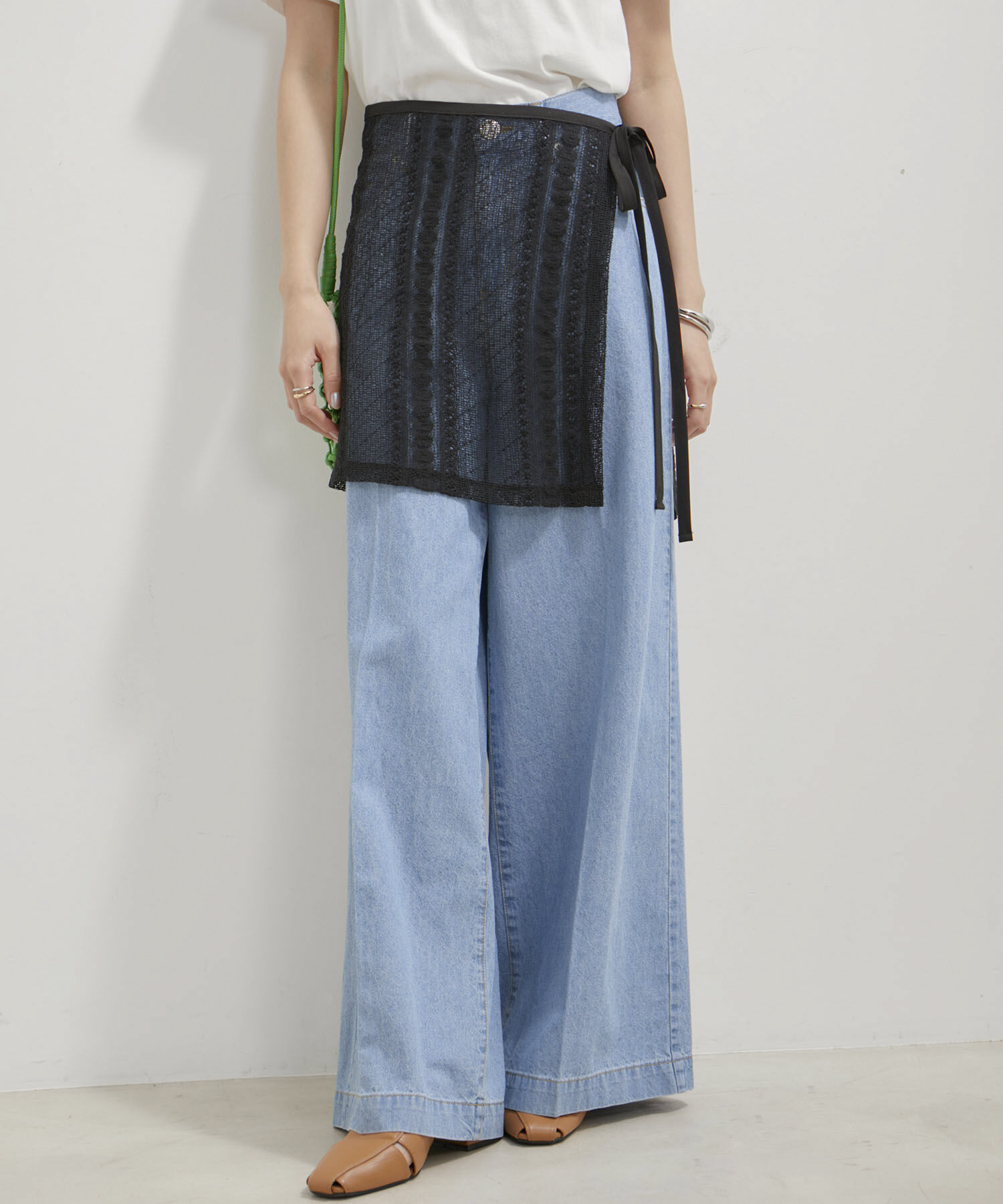 VIS「アソートレースレイヤードスカート」|スカート|ブラック系(03)