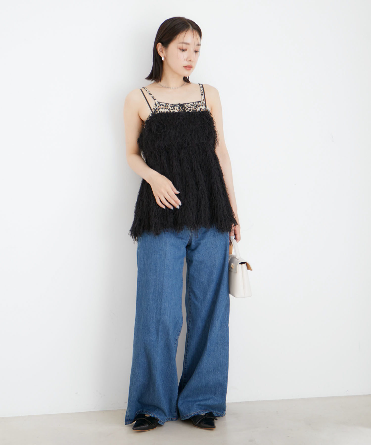 VIS「【洗える】フリンジフレアキャミブラウス」|シャツ・ブラウス|