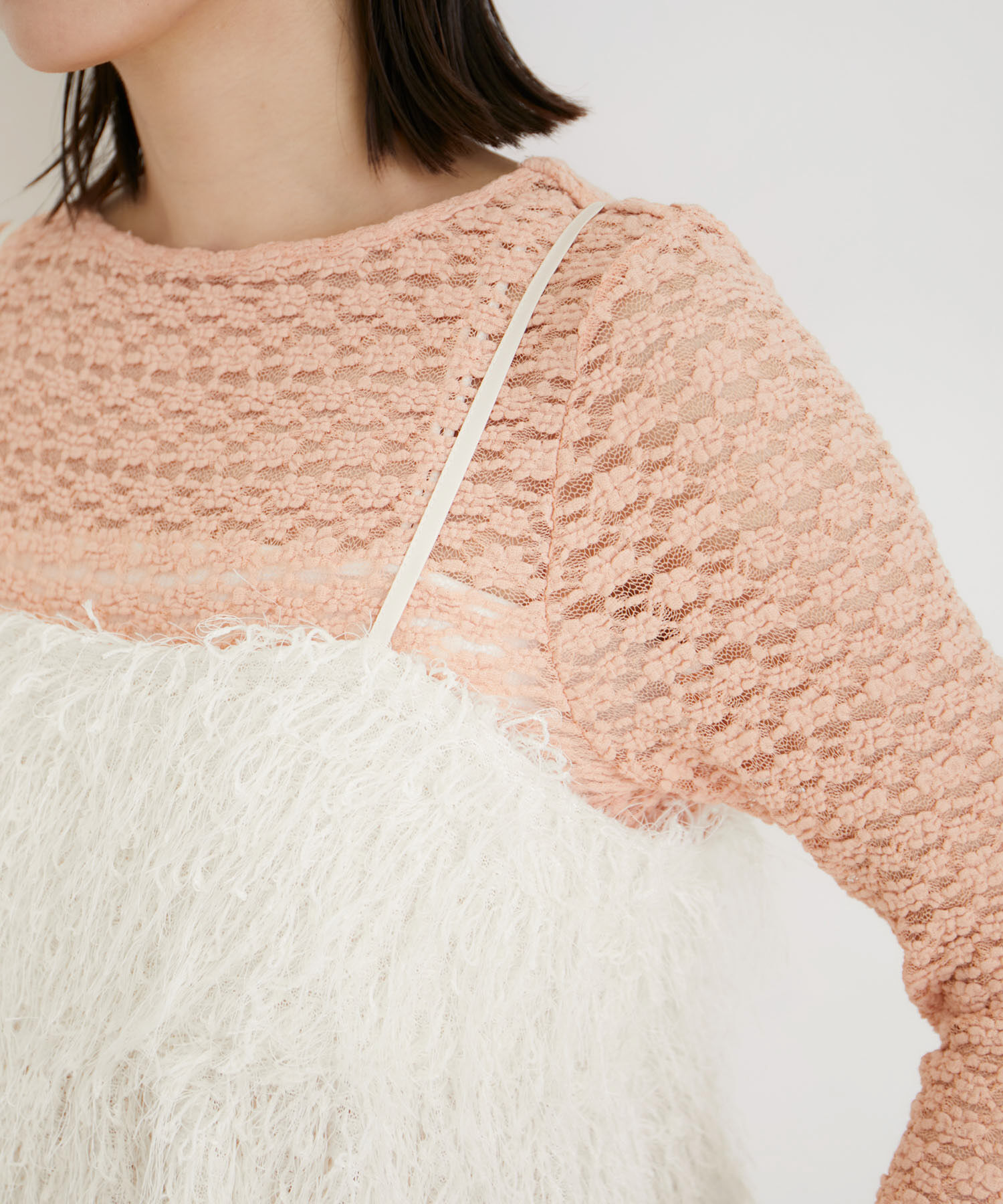 VIS「【洗える】フリンジフレアキャミブラウス」|シャツ・ブラウス|