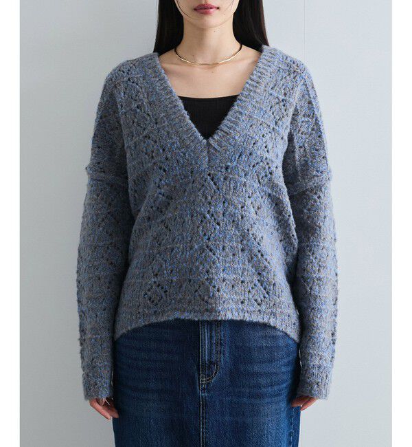 VIS「ミックスカラー深Vネックニット」|ニット・セーター|