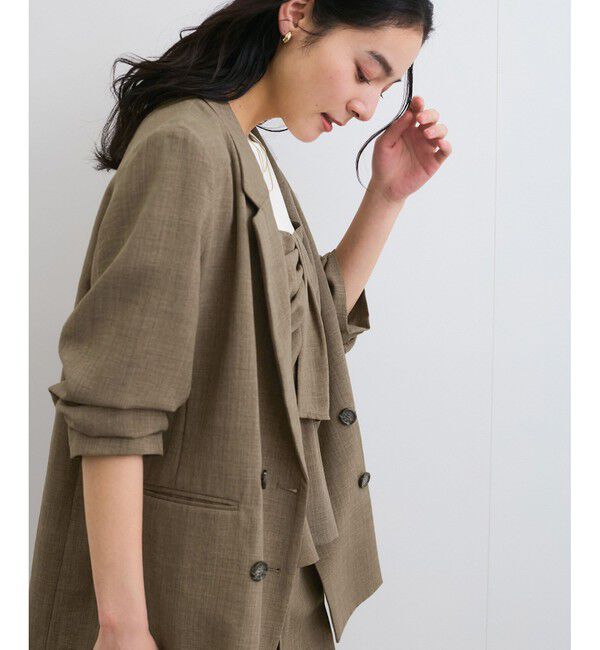 VIS「【美easy】リネンライクリラックスジャケット【接触冷感/洗える】【セットアップ対応】」|テーラードジャケット|