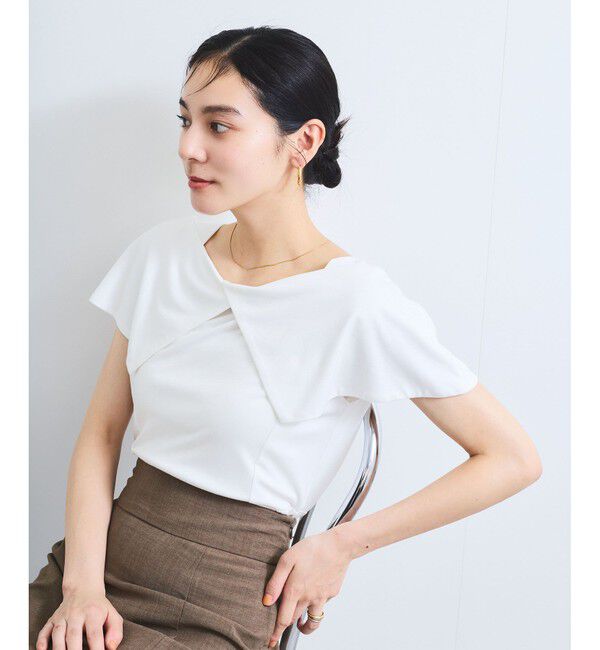 VIS「【WEB限定】ビッグカラーペプラムカットソー」|Tシャツ・カットソー|ホワイト(10)