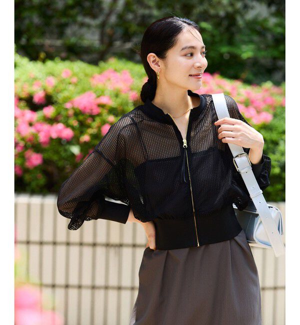 VIS「【WEB限定】ジップアップメッシュブルゾン/カーディガン」|カーディガン|