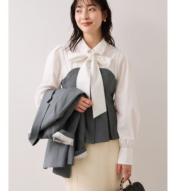 VIS「【美easy】コンフォートボウタイドッキングシャツ/イージーケア・2WAY」|シャツ・ブラウス|