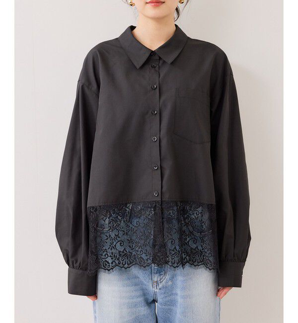 VIS「裾レースドッキングシャツ」|シャツ・ブラウス|