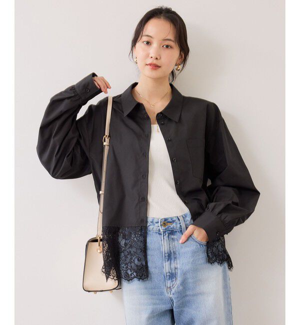 VIS「裾レースドッキングシャツ」|シャツ・ブラウス|