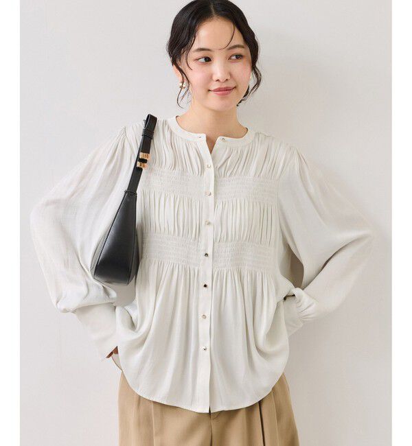 VIS「エアリーサテンシャーリングブラウス/イージーケア」|シャツ・ブラウス|