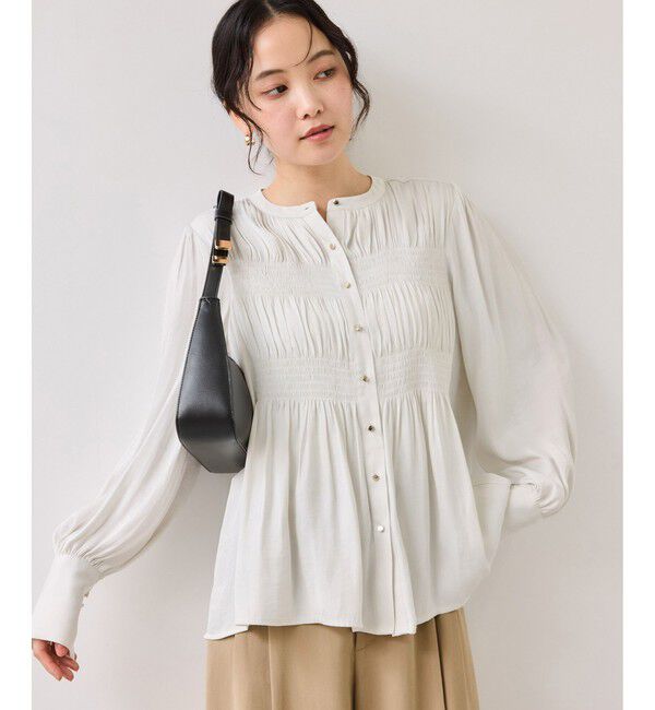 VIS「エアリーサテンシャーリングブラウス/イージーケア」|シャツ・ブラウス|