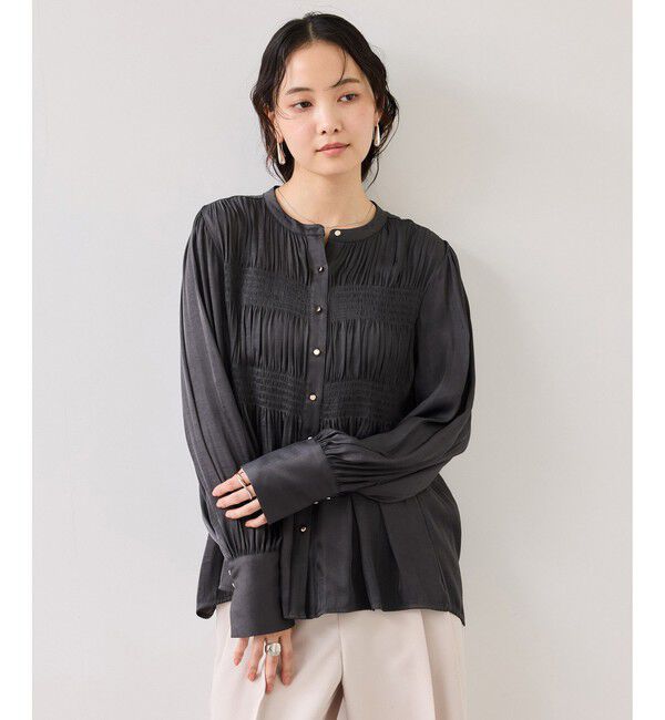 VIS「エアリーサテンシャーリングブラウス/イージーケア」|シャツ・ブラウス|