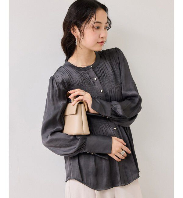VIS「エアリーサテンシャーリングブラウス/イージーケア」|シャツ・ブラウス|