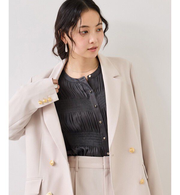 VIS「エアリーサテンシャーリングブラウス/イージーケア」|シャツ・ブラウス|