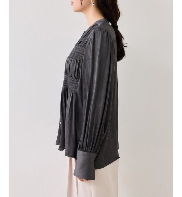 VIS「エアリーサテンシャーリングブラウス/イージーケア」|シャツ・ブラウス|