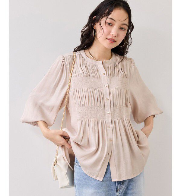 VIS「エアリーサテンシャーリングブラウス/イージーケア」|シャツ・ブラウス|