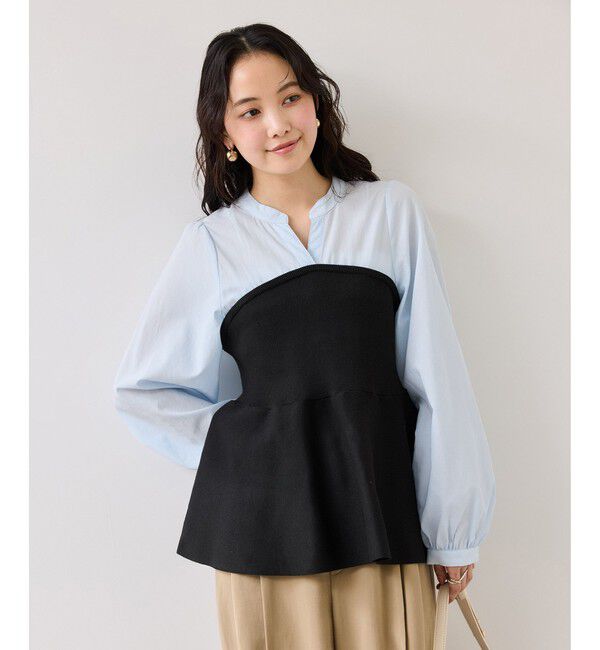 VIS「ペプラムニットドッキングブラウス」|シャツ・ブラウス|