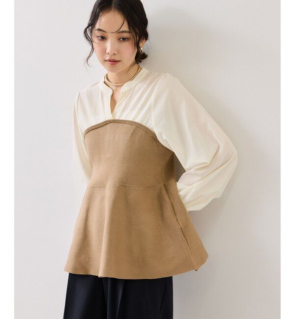 VIS「ペプラムニットドッキングブラウス」|シャツ・ブラウス|