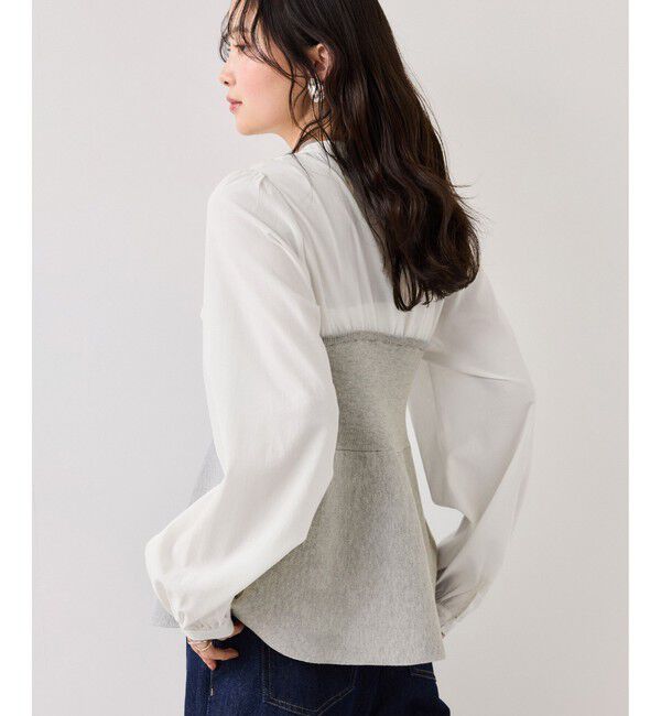 VIS「ペプラムニットドッキングブラウス」|シャツ・ブラウス|