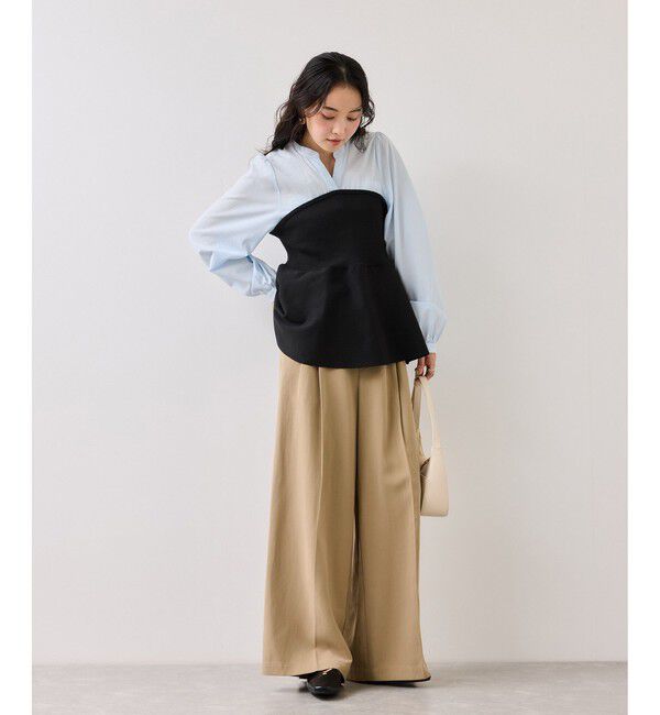 VIS「ペプラムニットドッキングブラウス」|シャツ・ブラウス|