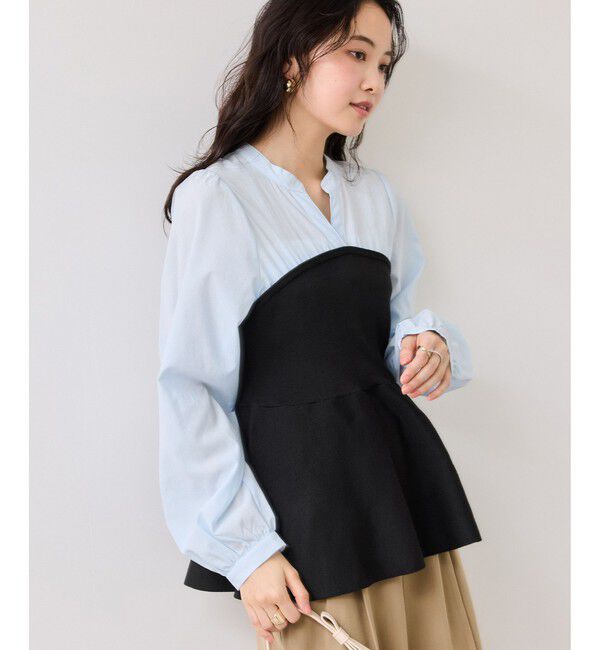 VIS「ペプラムニットドッキングブラウス」|シャツ・ブラウス|