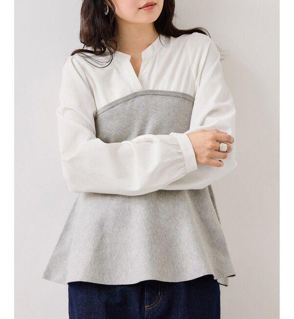 VIS「ペプラムニットドッキングブラウス」|シャツ・ブラウス|