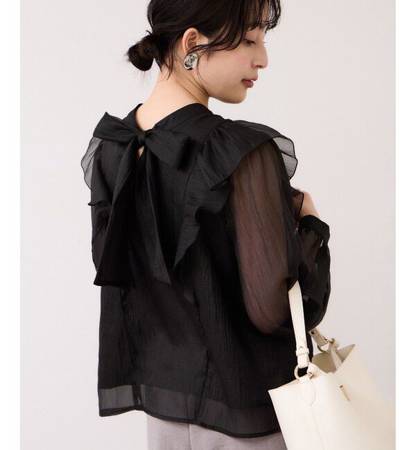 VIS「シャイニーボウタイ長袖ブラウス/イージーケア・2WAY」|シャツ・ブラウス|ブラック(01)