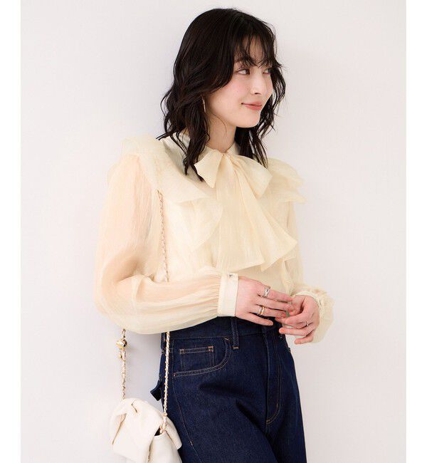 VIS「シャイニーボウタイ長袖ブラウス/イージーケア・2WAY」|シャツ・ブラウス|