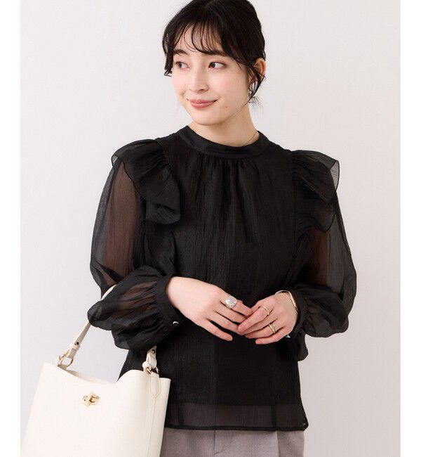 VIS「シャイニーボウタイ長袖ブラウス/イージーケア・2WAY」|シャツ・ブラウス|