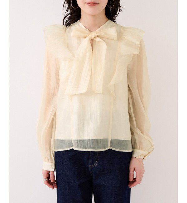 VIS「シャイニーボウタイ長袖ブラウス/イージーケア・2WAY」|シャツ・ブラウス|