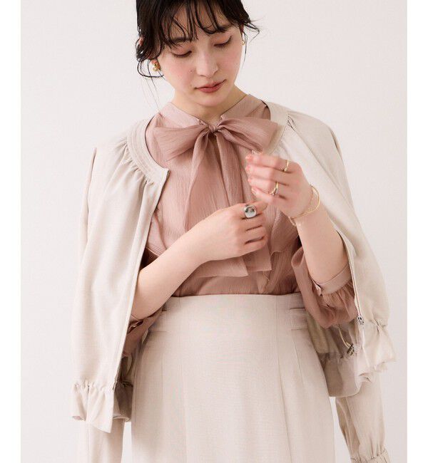 VIS「シャイニーボウタイ長袖ブラウス/イージーケア・2WAY」|シャツ・ブラウス|