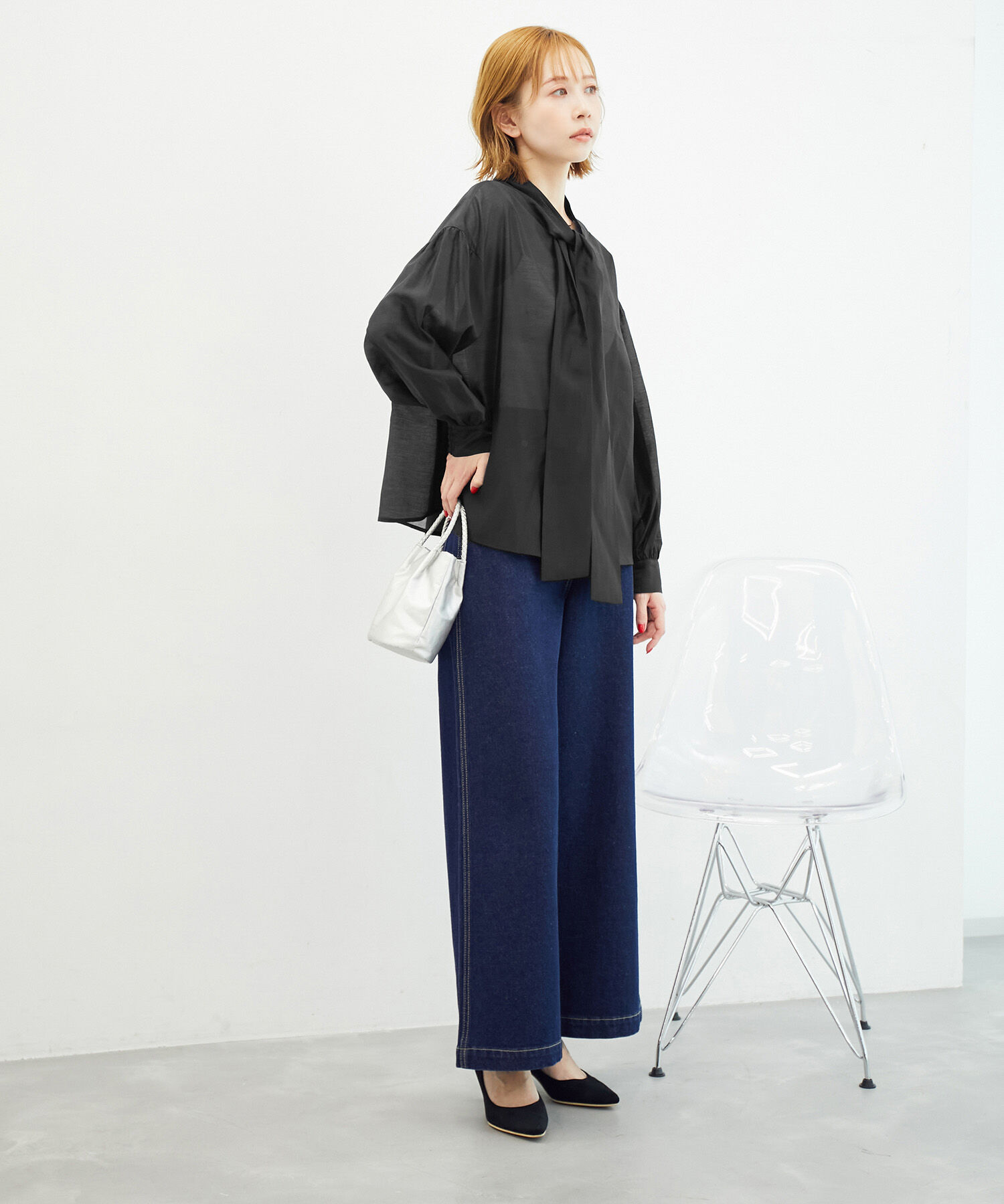 Rope&rsquo;Picnic「【emur/エミュール】シアーボウタイブラウス/2WAY」|シャツ・ブラウス|