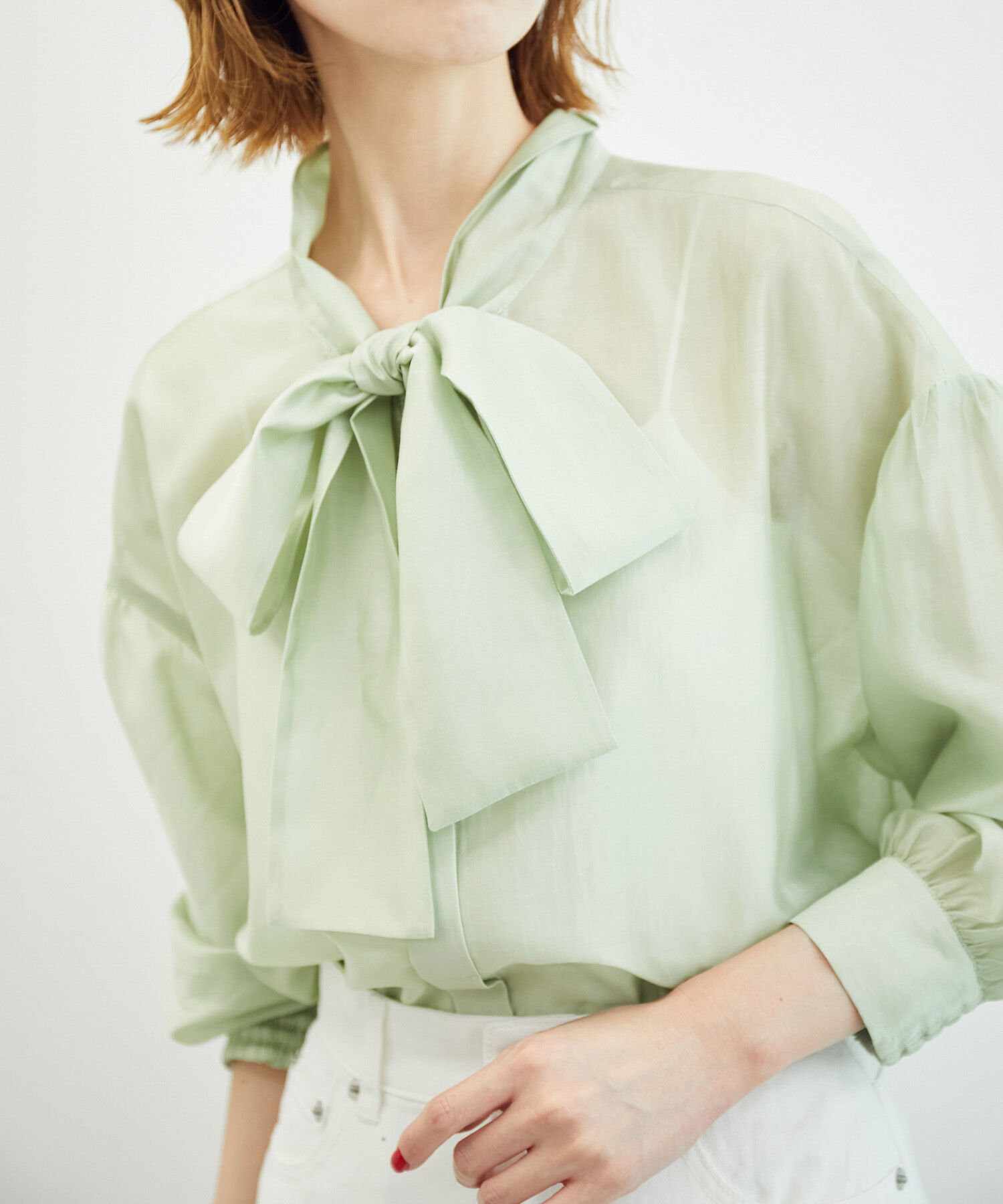 Rope&rsquo;Picnic「【emur/エミュール】シアーボウタイブラウス/2WAY」|シャツ・ブラウス|