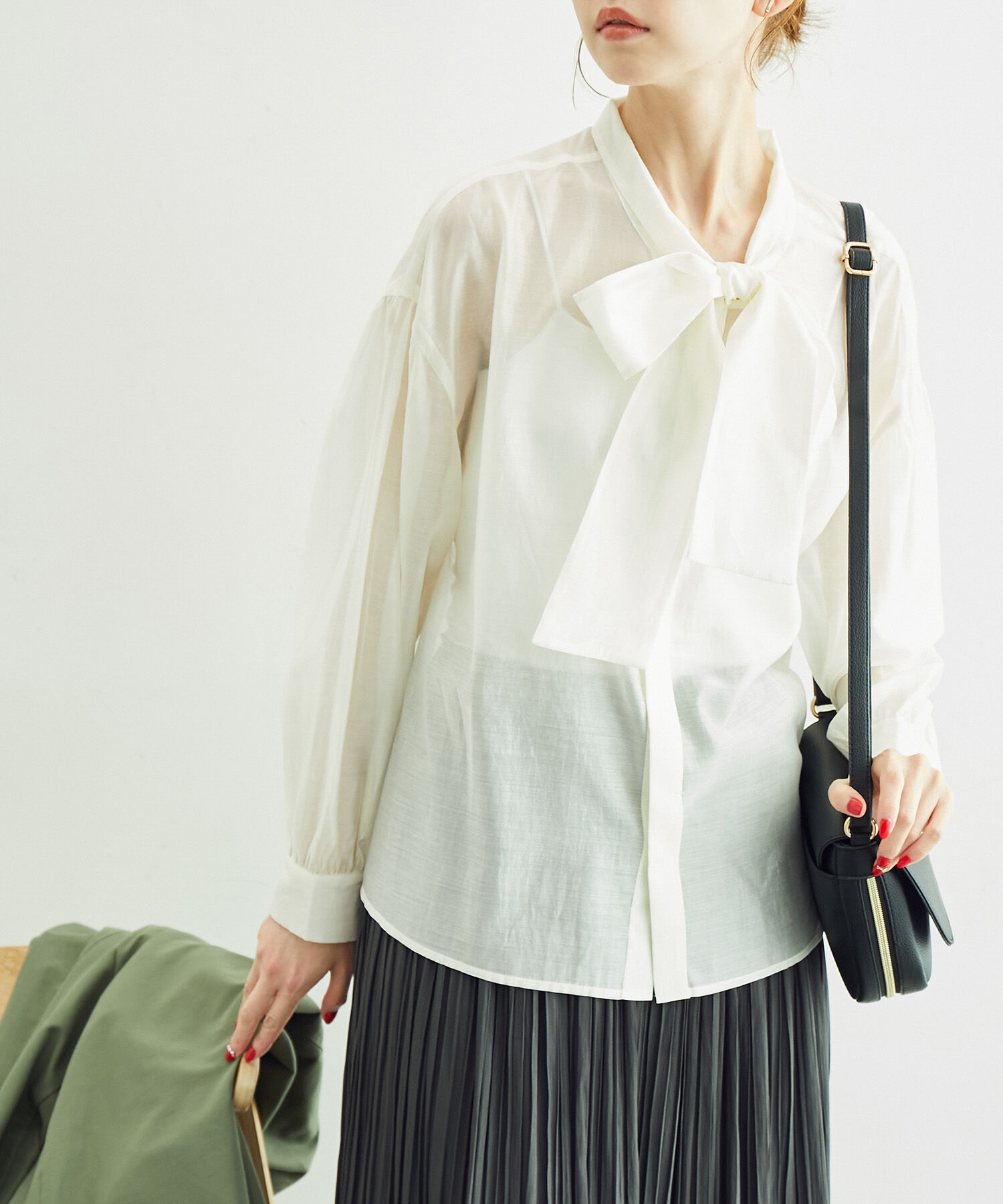 Rope&rsquo;Picnic「【emur/エミュール】シアーボウタイブラウス/2WAY」|シャツ・ブラウス|