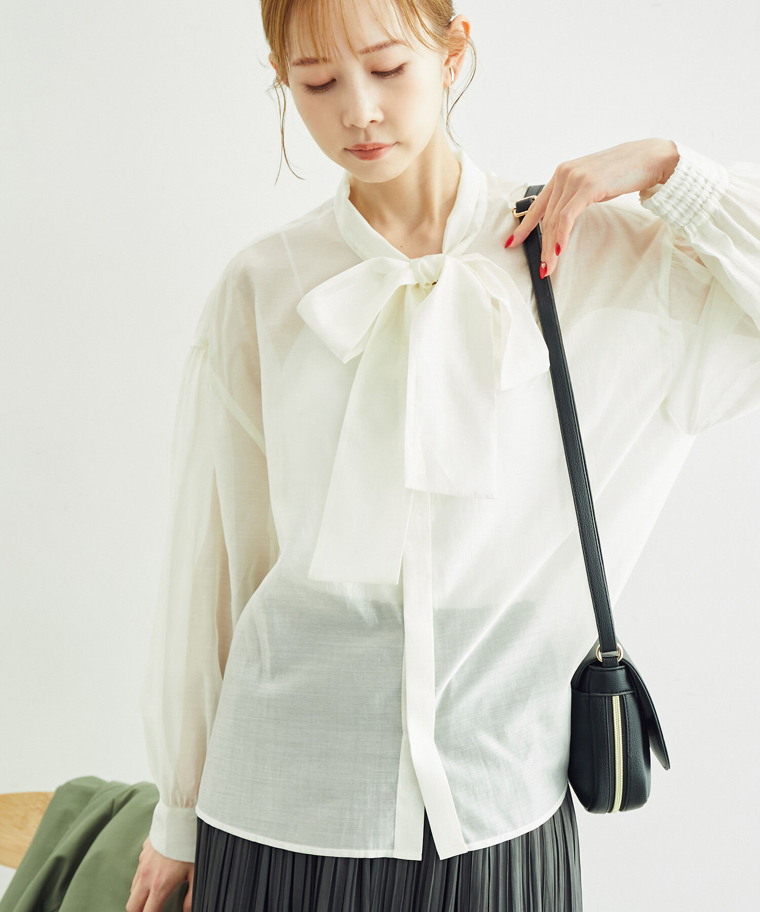 Rope&rsquo;Picnic「【emur/エミュール】シアーボウタイブラウス/2WAY」|シャツ・ブラウス|