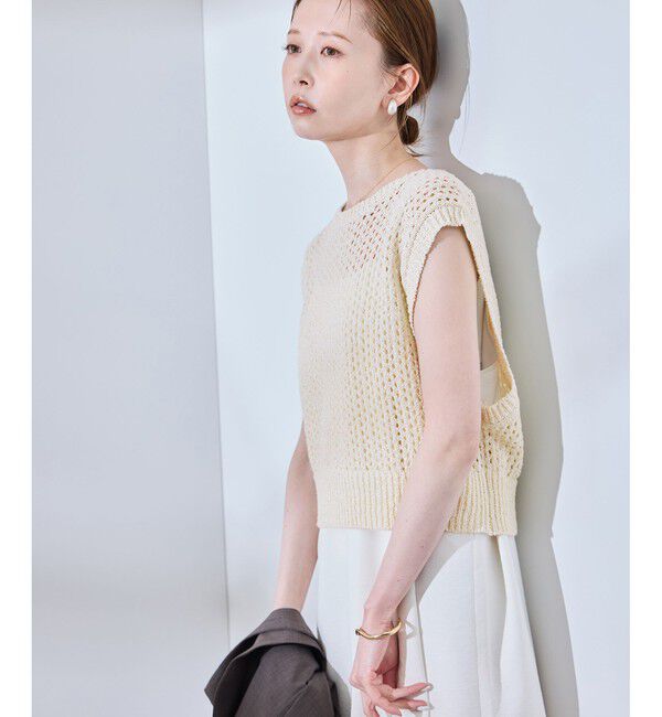 Rope&rsquo;Picnic「透かし編みラメニットベスト」|ベスト・ジレ|