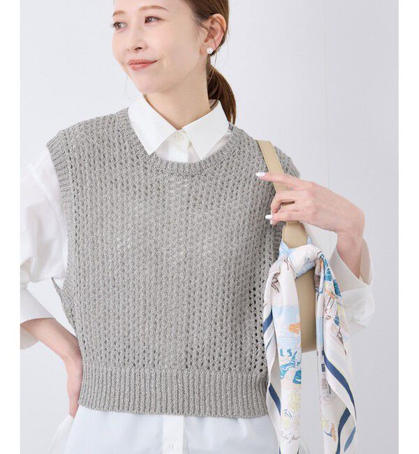 Rope&rsquo;Picnic「透かし編みラメニットベスト」|ベスト・ジレ|