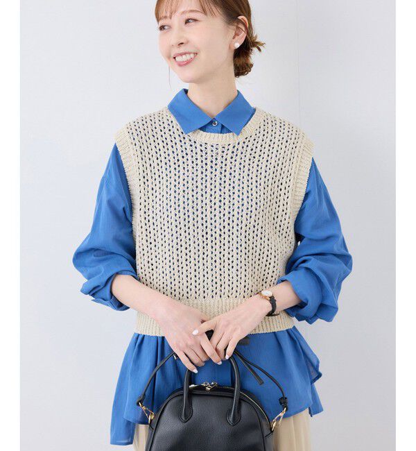 Rope&rsquo;Picnic「透かし編みラメニットベスト」|ベスト・ジレ|