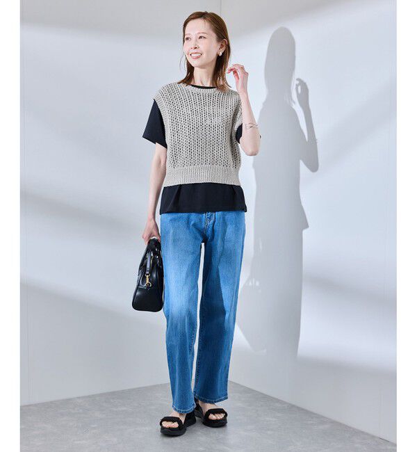 Rope&rsquo;Picnic「透かし編みラメニットベスト」|ベスト・ジレ|