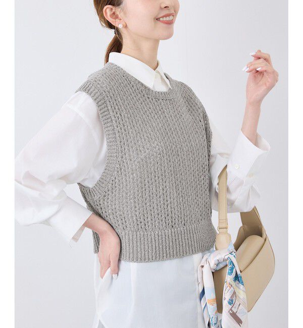 Rope&rsquo;Picnic「透かし編みラメニットベスト」|ベスト・ジレ|