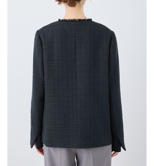 Rope&rsquo;Picnic「セレモニー・通勤対応/ツイードジャケット/リンクコーデ」|ノーカラージャケット|