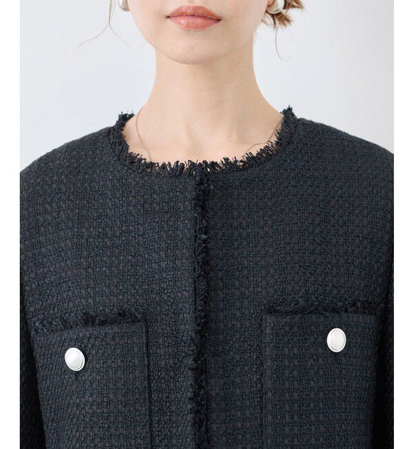 Rope&rsquo;Picnic「セレモニー・通勤対応/ツイードジャケット/リンクコーデ」|ノーカラージャケット|