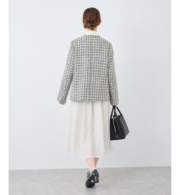 Rope&rsquo;Picnic「セレモニー・通勤対応/ツイードジャケット/リンクコーデ」|ノーカラージャケット|