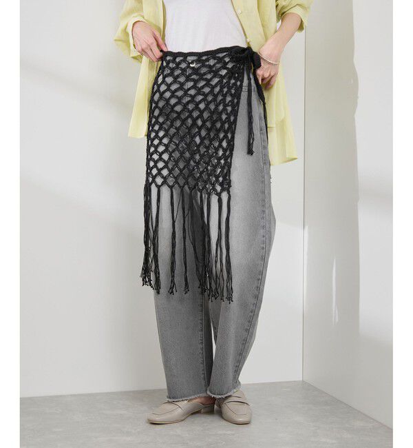 Rope&rsquo;Picnic「かぎ針巻きスカート」|スカート|ブラック(01)