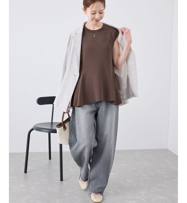 Rope&rsquo;Picnic「【洗濯機OK・アンチピリング】八方映えニット ペプラムニットプルオーバー」|ニット・セーター|