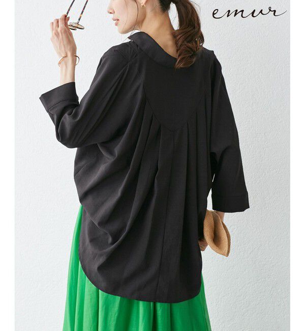 Rope&rsquo;Picnic「【emur/エミュール】バックVタックブラウス」|シャツ・ブラウス|ブラック(01)