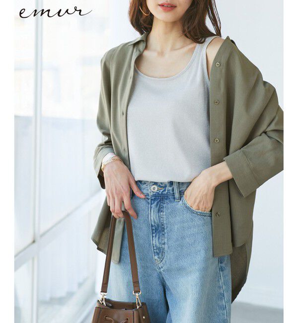 Rope&rsquo;Picnic「【emur/エミュール】バックVタックブラウス」|シャツ・ブラウス|カーキー(36)