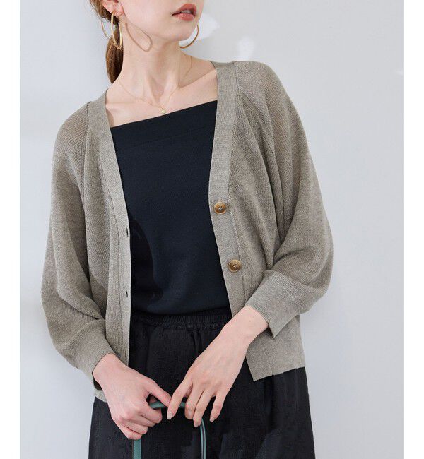 Rope&rsquo;Picnic「LEVITA片畔ニットカーディガン」|カーディガン|ライトグレー(08)
