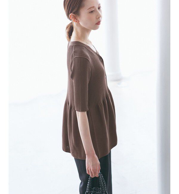 Rope&rsquo;Picnic「5分袖ペプラムカーディガン」|カーディガン|