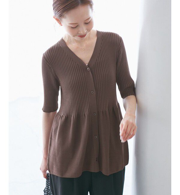 Rope&rsquo;Picnic「5分袖ペプラムカーディガン」|カーディガン|