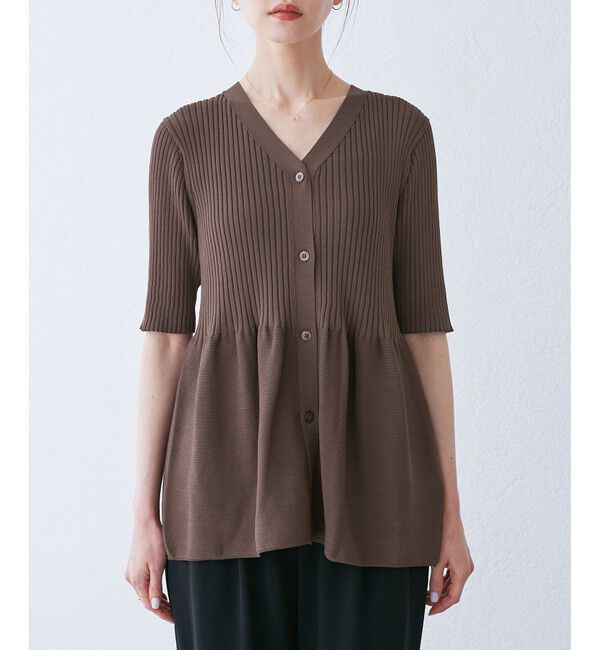 Rope&rsquo;Picnic「5分袖ペプラムカーディガン」|カーディガン|